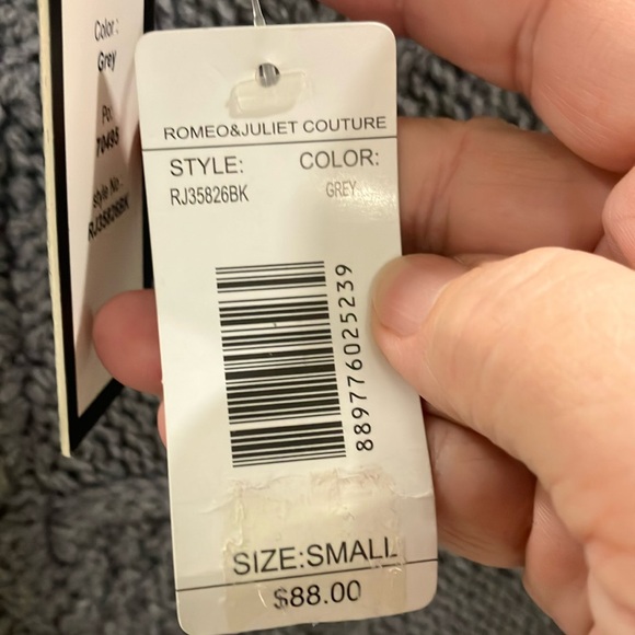 Gray Knit Poncho with Fringe - Picture 3 of 3